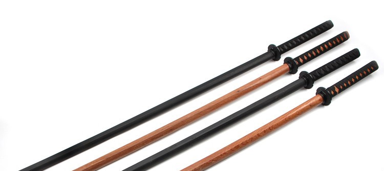 苗刀木刀加长14米版黑色棍刀全木质竹制训练拔刀剑术未开刃剑道居合道