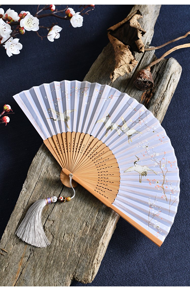 栩傲致京扇子风度贝母折扇古风扇子女汉服配饰手持古典舞团配汉服的