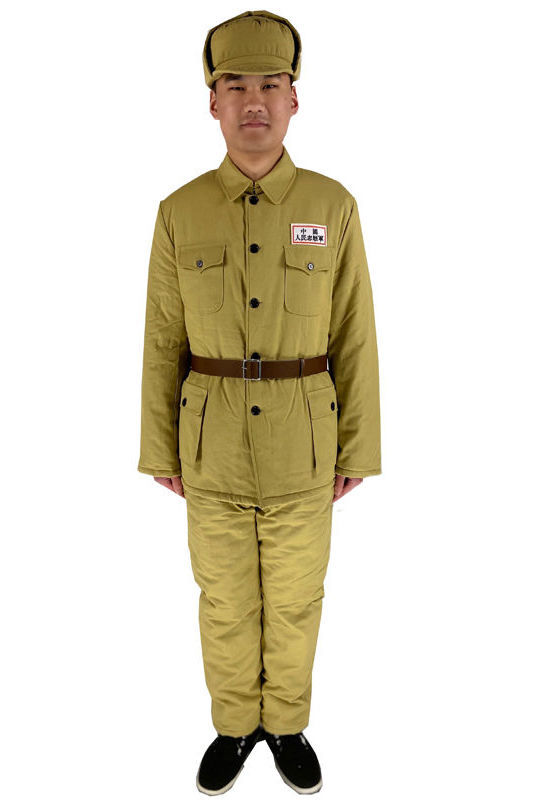 四季通用帽子通用大头纯棉志愿军棉帽抗美援朝帽长津湖同款土黄色棉帽