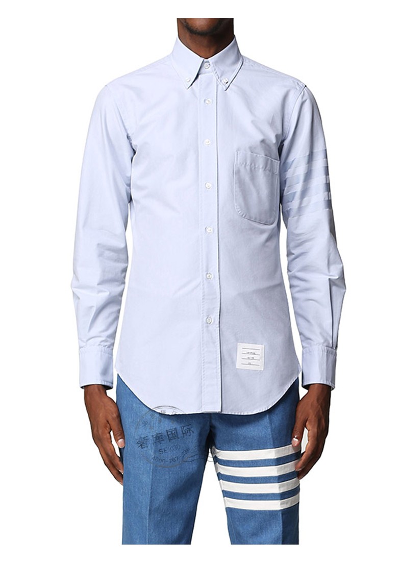 thom browne汤姆布朗 男装翻领休闲商务缎面斜纹衬衣mwl001a 06496