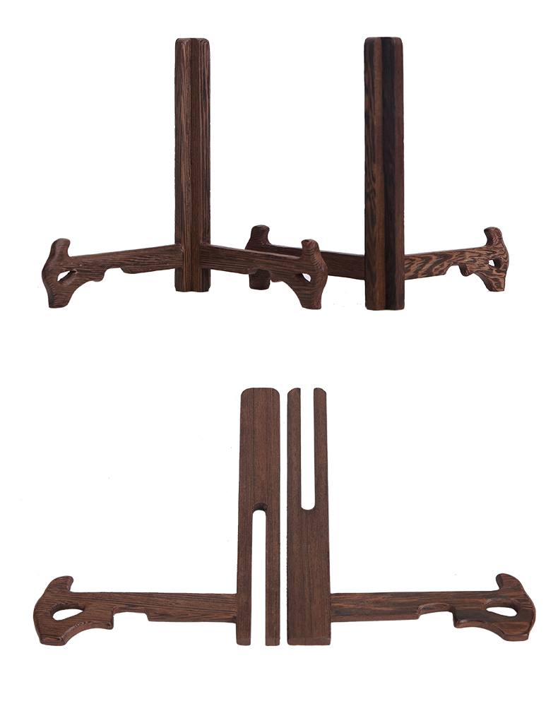 红木盘子托架实木瓷盘支架普洱茶饼展示架子鸡翅木摆盘挂盘支架升级款