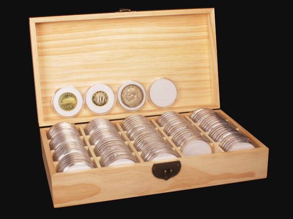 袁大头银元收藏盒100枚带内垫纪念币袁大头银元保护圆盒收纳纪念币