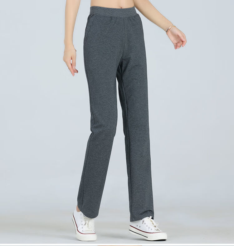 直筒灰色运动裤女长裤宽松休闲中年夏天女式卫裤中灰春秋款2xl128138