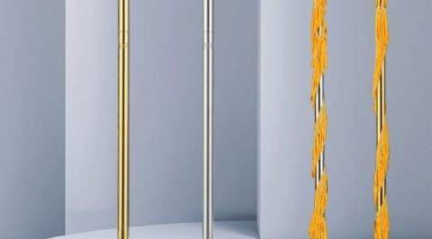 西典乐器指挥棒90120130cm军乐队指挥铃鼓号队指挥杖不锈钢120cm金色