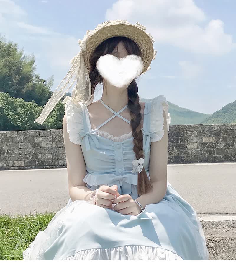 原创jsk太炎兽lolita装软妹可爱洛丽塔日常轻lo吊带连衣裙女 梦幻粉裙