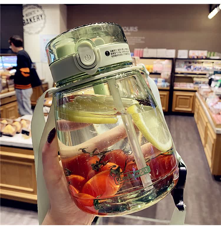 大肚子水杯大容量水杯夏季女网红款胖胖杯可爱学生带吸管大肚子双饮
