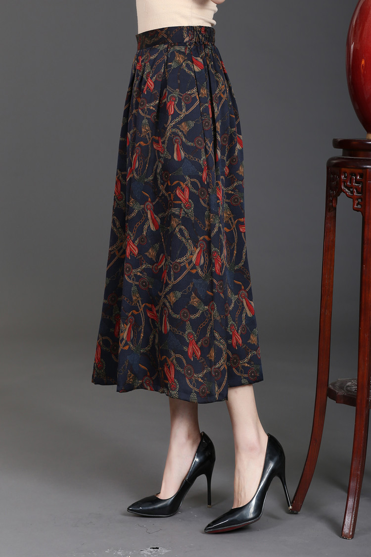 中老年真丝半身裙夏季香云纱大摆裙长款中年女士夏装裙子百搭修身收腰