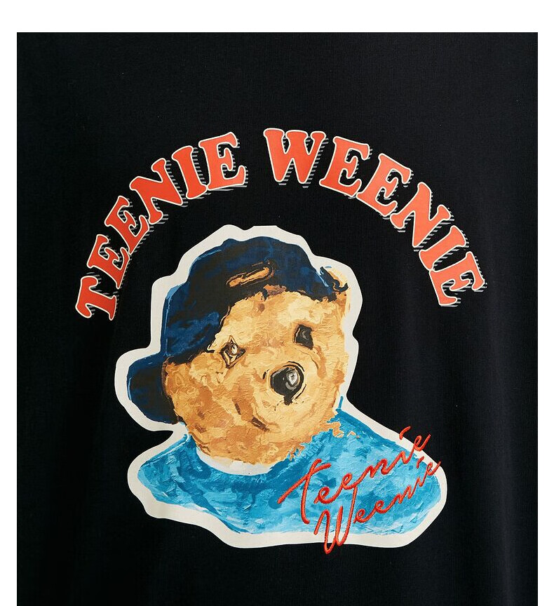 teenieweenie小熊男装圆领短袖夏季韩版宽松印花情侣t恤潮粉色180