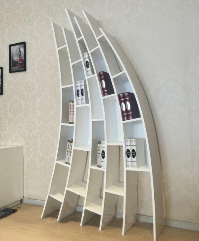 弧形书架北欧轻奢书架创意烤漆异形书架弧形不规则展示柜装饰柜定做