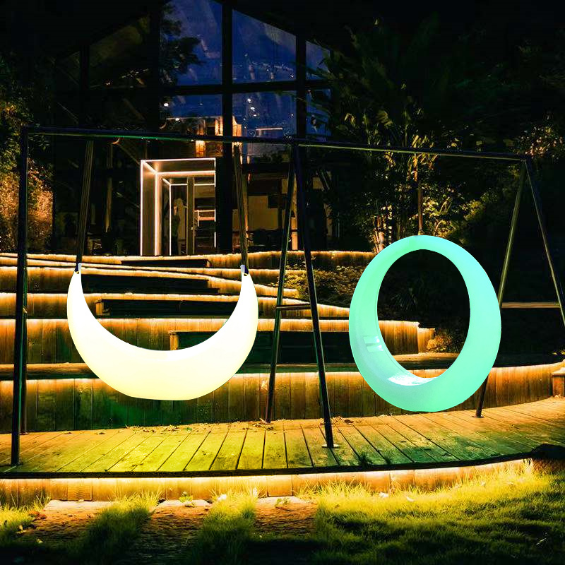 温典 网红秋千月亮室内外庭院太阳能夜光吊椅摇椅多人户外发光秋千 吊
