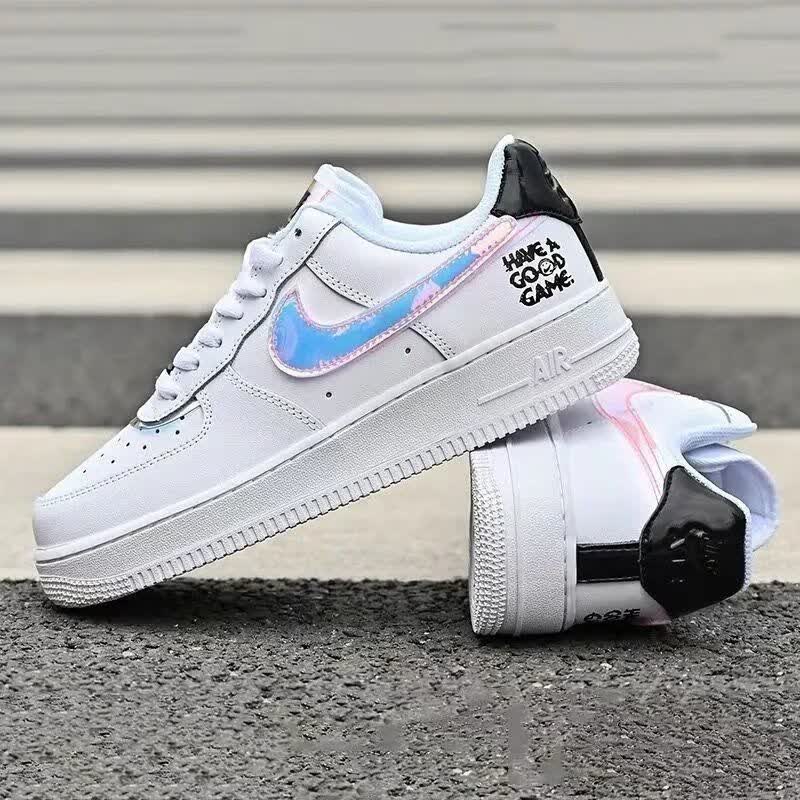 【旗舰官方店】aj高版本af1电玩镭射aj空军一号低帮板鞋炫彩镭射运动