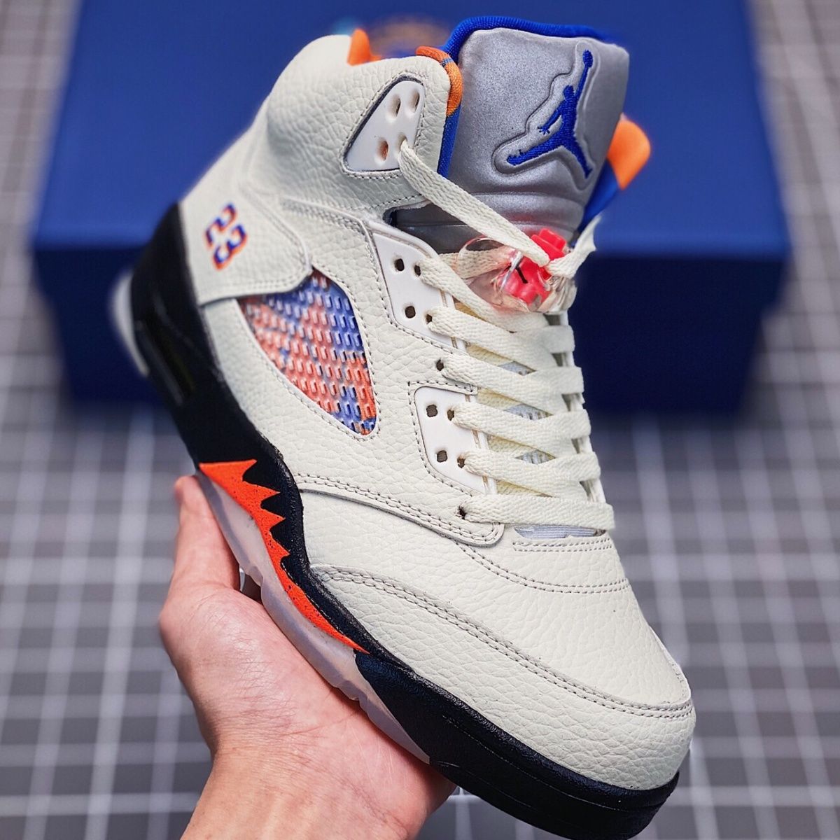 灭世纯元aj5 乔5 气垫实战aj5 运动男女跑步鞋赛车蓝薄荷绿 黑蝉翼 36