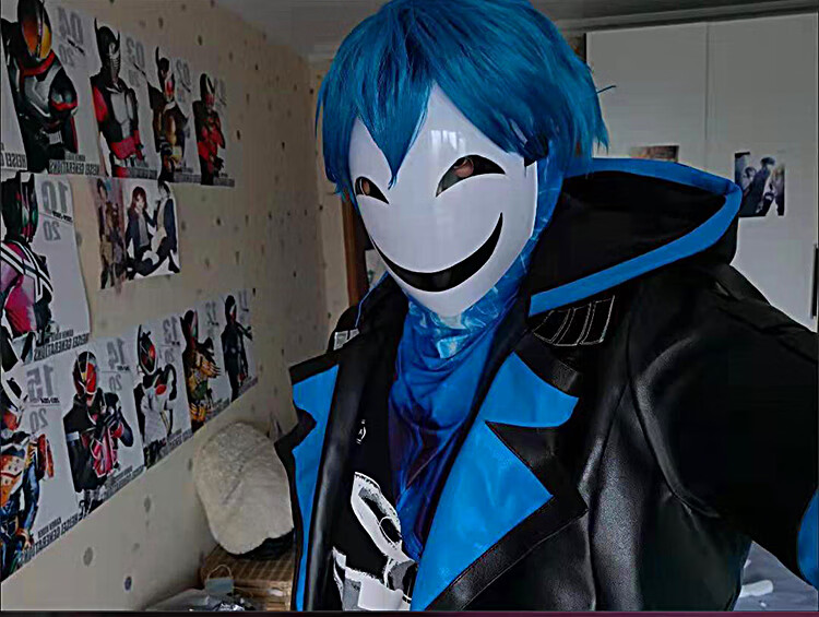 栩傲致 万圣节小丑女漆黑cos动漫面具男塑料派对道具火影蛭子面具创意