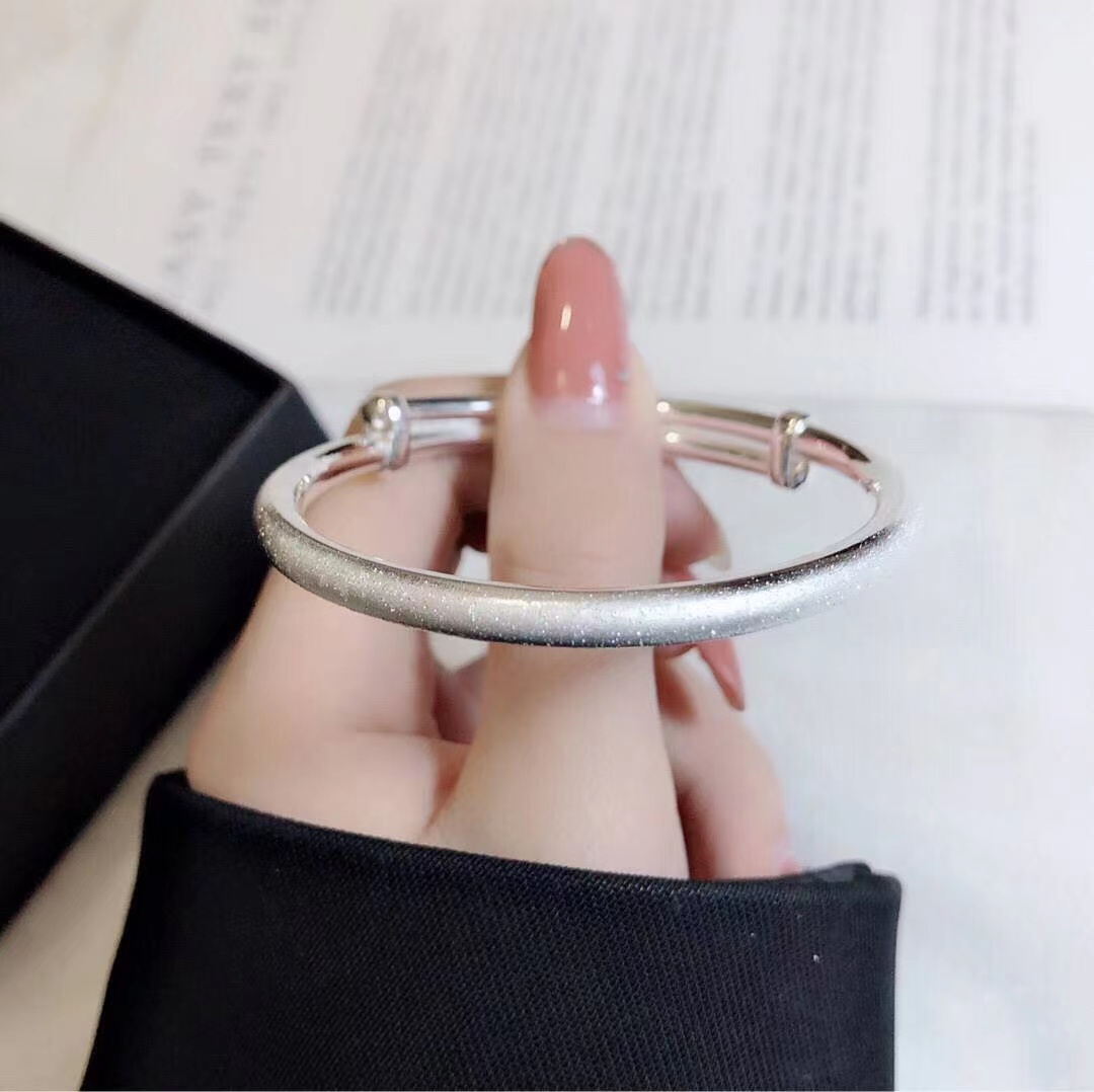 老凤祥和纯银s999满天星银手镯实心足银镯子七夕刻字银饰 满天星25g