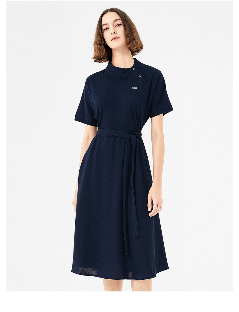 lacoste法国鳄鱼女装春季新款翻领透气短袖polo连衣裙女ef5956nre薄荷