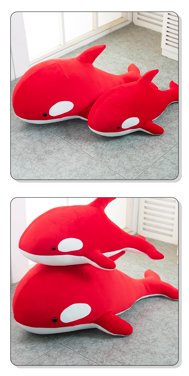 虎鲸公仔鲸鱼毛绒玩具抱枕海豚玩偶海洋动物长条可爱软体陪睡娃娃黑色