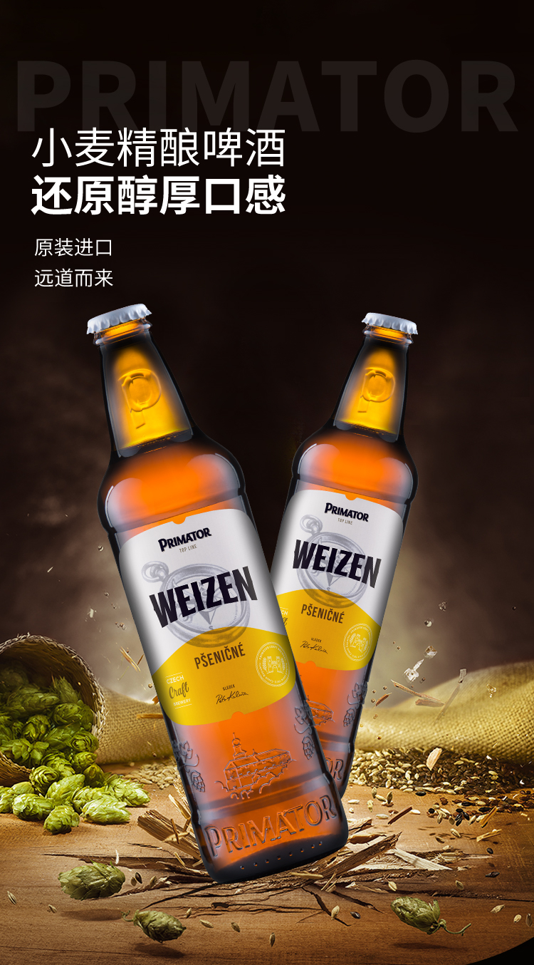 啤酒捷克精酿外国进口原浆白啤瓶装整箱白啤酒weizen 小麦6瓶(4月新