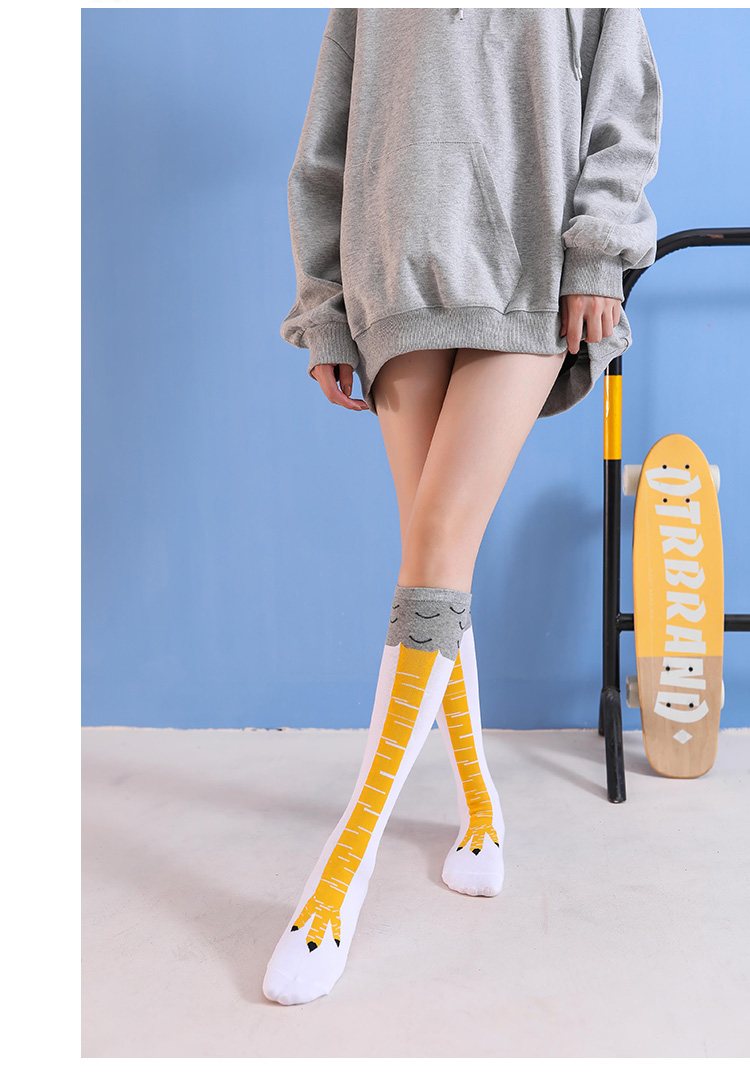 鸡爪袜鸡爪袜女有趣的过膝袜网红鸵鸟图案及膝小腿秋冬搞怪鸡脚长筒