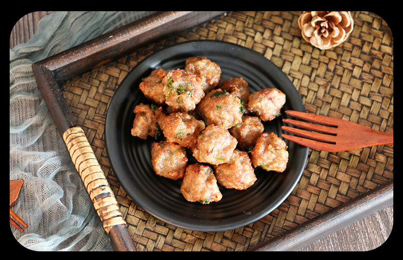 手打纯猪肉丸油炸小吃纯肉丸子串串火锅烧烤食材批发纯猪肉丸子原味1