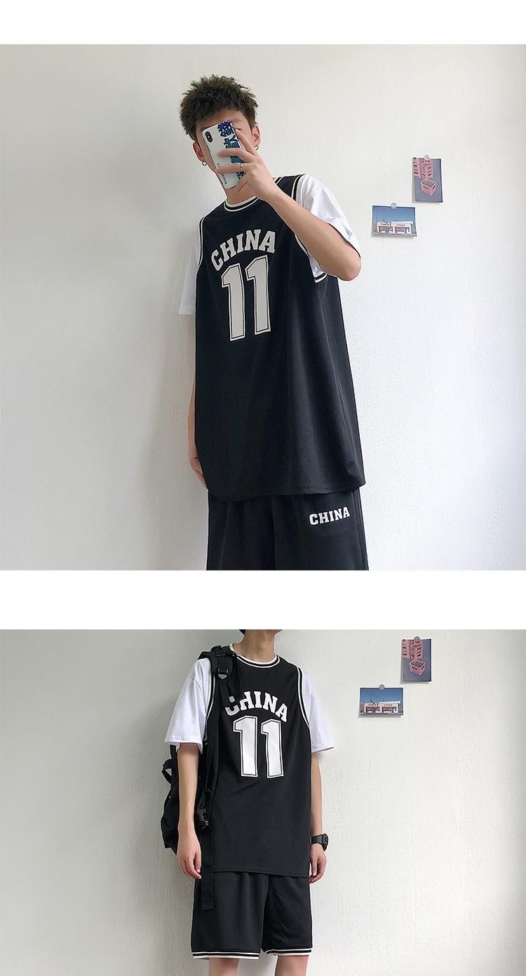 高品质夏季篮球套装男2021新款全宽松休闲篮球服套装男球服一套欧文假