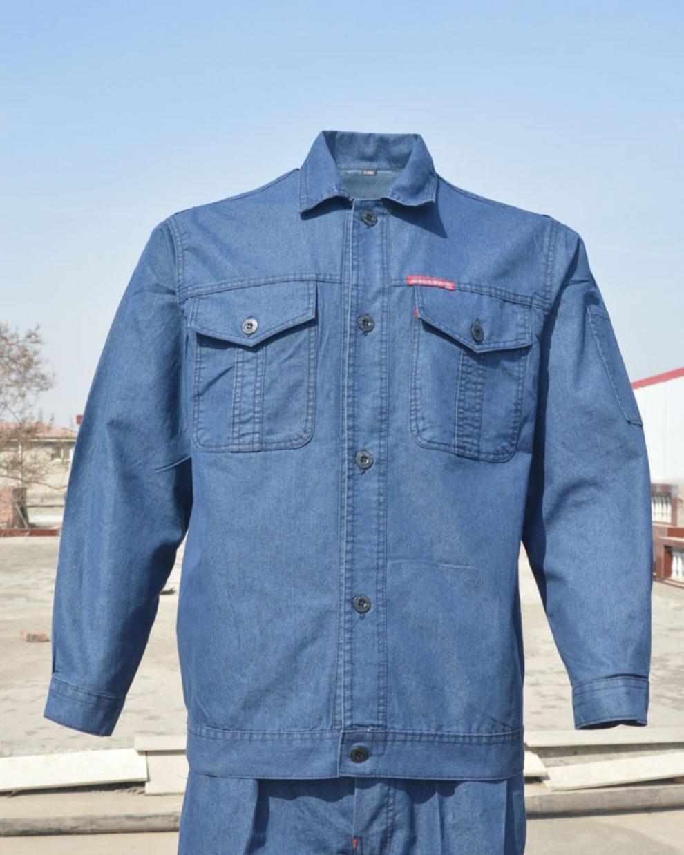 夏季薄款牛仔工作服装男劳保服焊工工地劳动耐磨电焊服工装定制jc套装