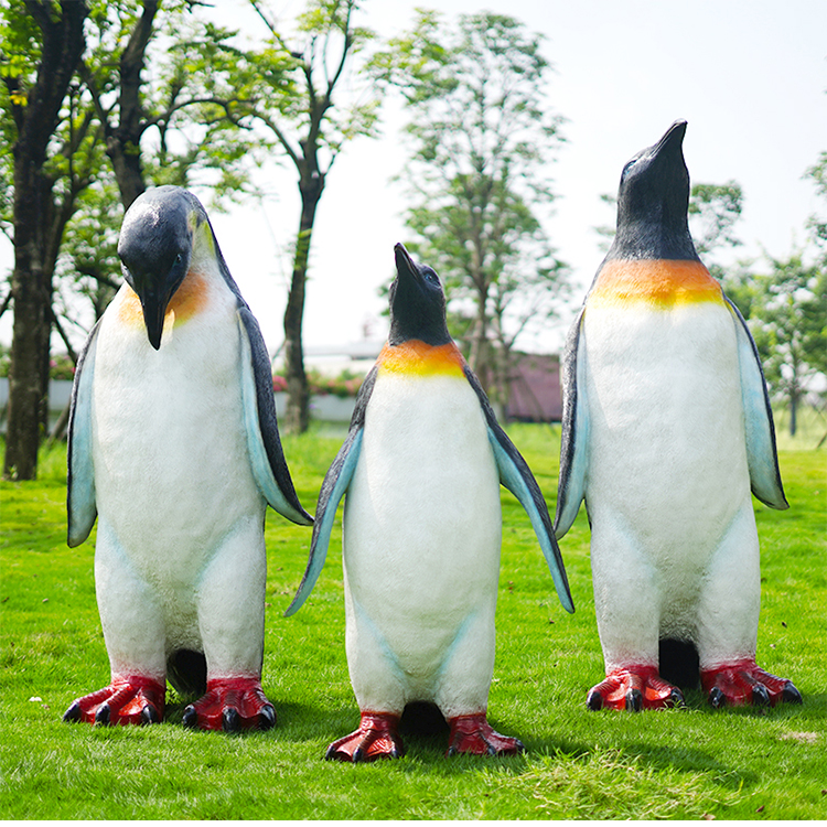 室外仿真企鹅摆件雕塑玻璃钢动物模型海洋馆道具冰雪世界主题装饰a款
