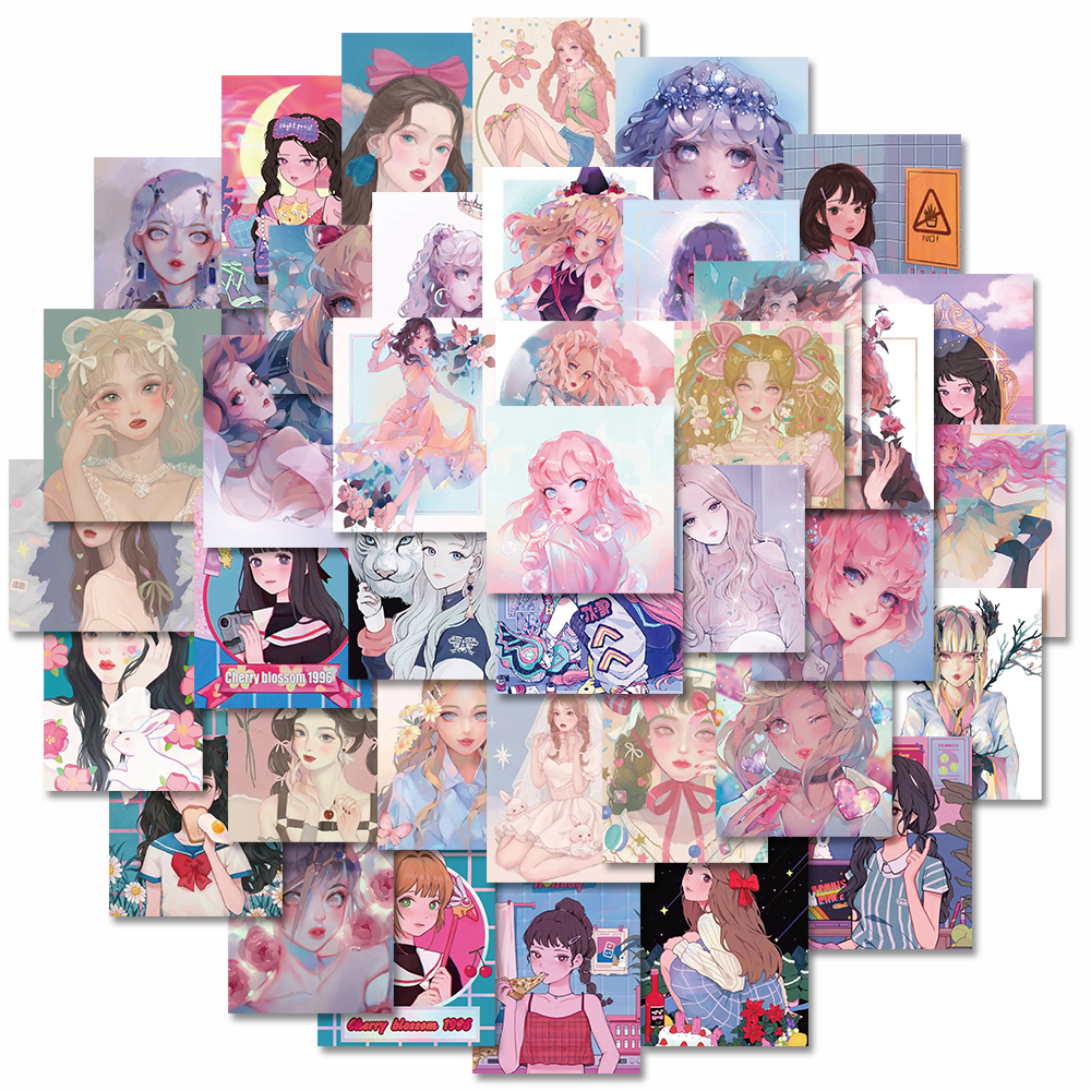 日美新可爱动漫二次元手账贴纸潮流复古少女装饰手机壳电脑平板贴画