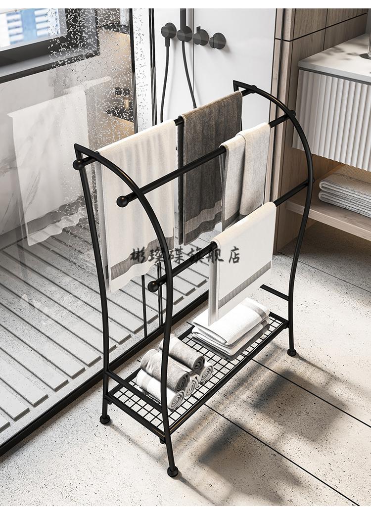 毛巾架落地式毛巾架落地式浴室置物架卫生间晾衣架免打孔厕所浴巾架