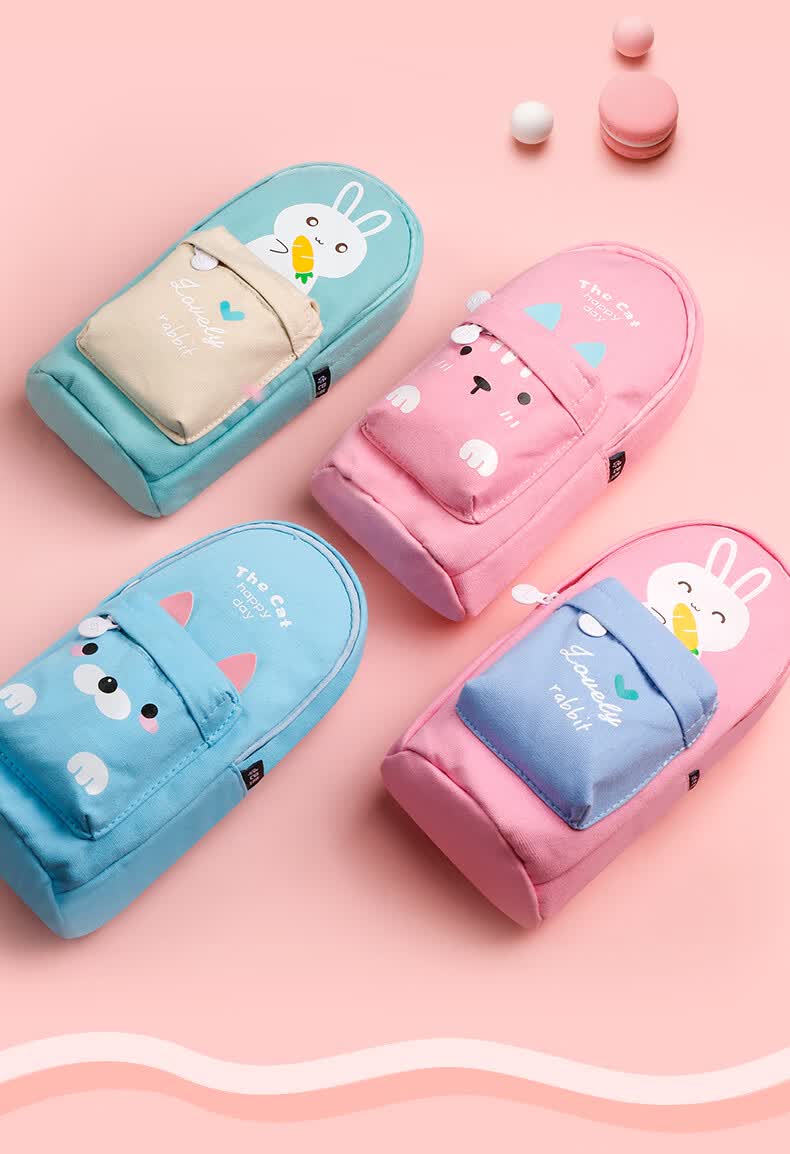 书包笔袋小学生 文具盒软儿童可爱兔子文具袋帆布笔袋小众女孩ins日系