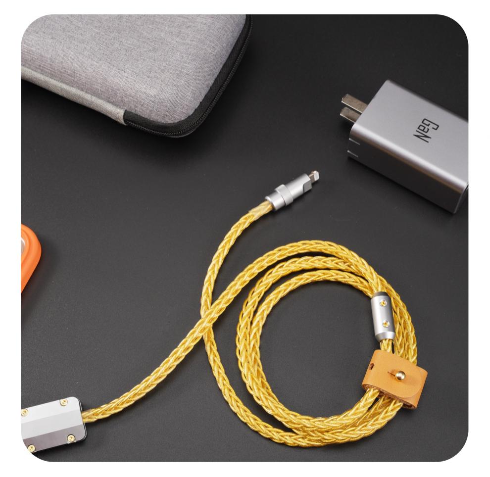 适用纯手工发烧6mm粗单晶铜苹果手机数据线lightning汽车音响carplay