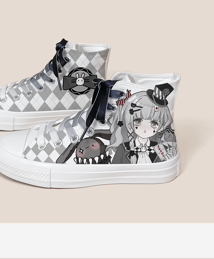 鞋日系二次元萝莉少女帆布鞋女高帮学生原创设计感小众手绘涂鸦鞋子