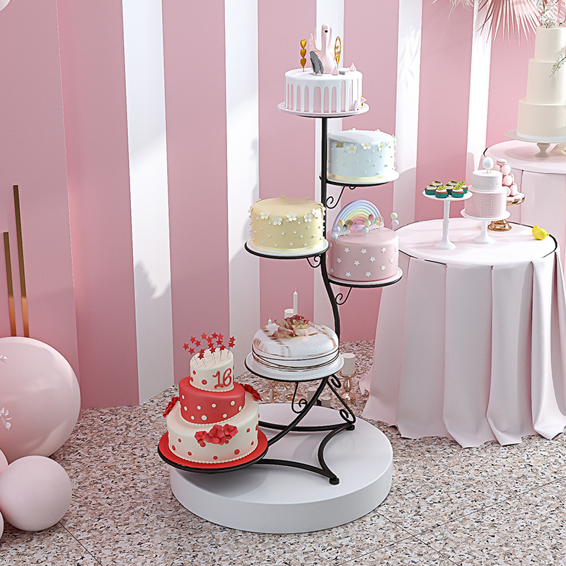 蛋糕点心摆设架子 新款欧式铁艺蛋糕婚礼生日多层蛋糕架子网状五六层