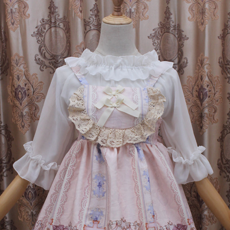 裙子雪纺lolita内搭夏女喇叭短袖内衬衫白菜百搭内搭黑色均码