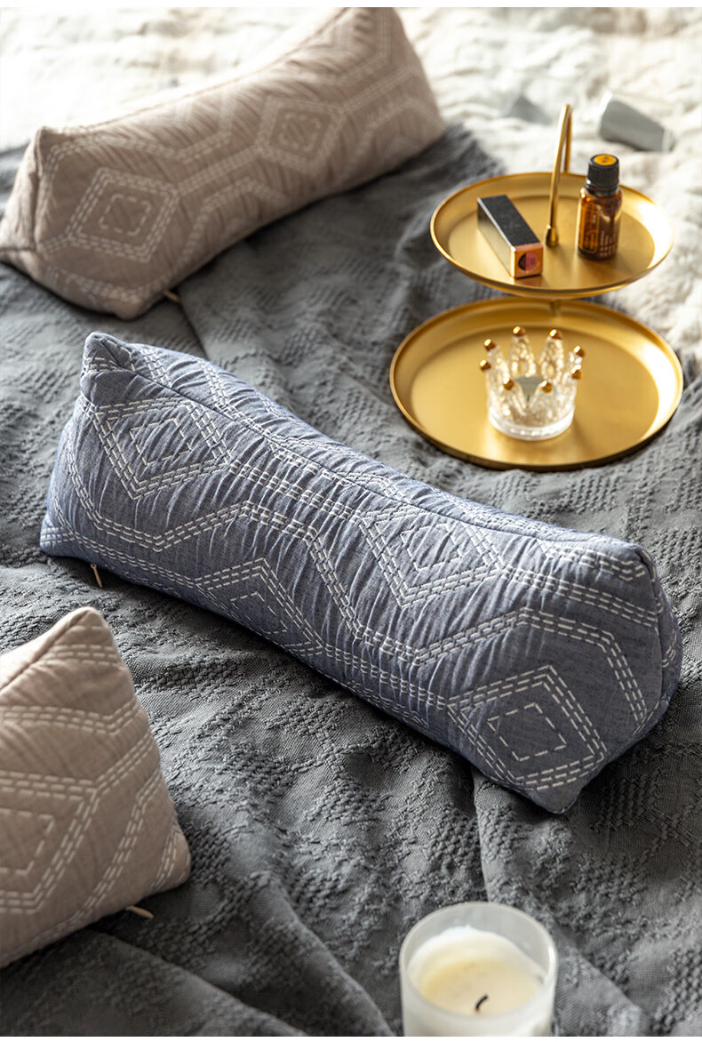 圆枕头 荞麦颈椎枕四季棉提花单人侧睡护颈椎小枕头办公汽车护腰圆柱