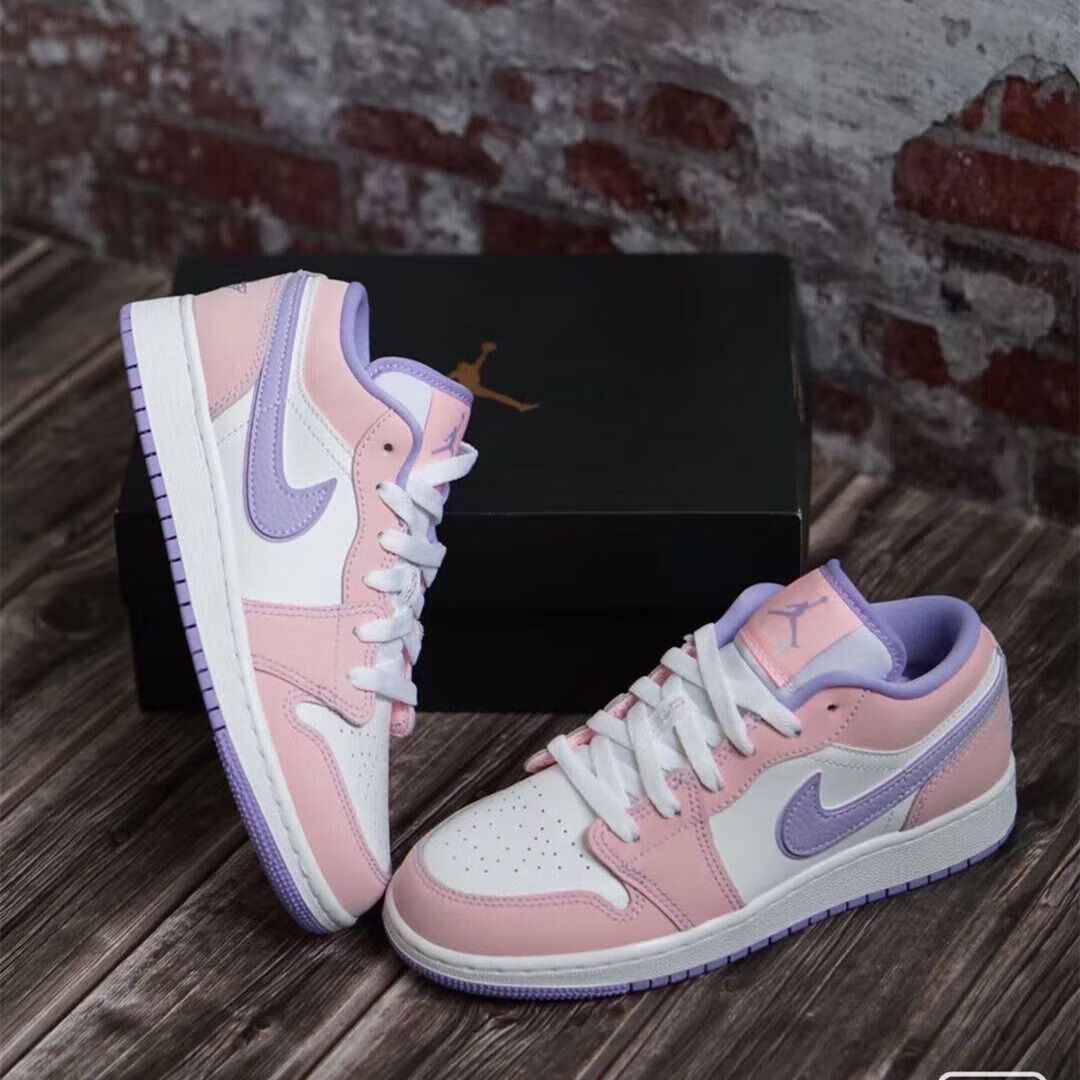 aj·1低·帮粉红蓝橘 绒布拼接 低·帮彩蛋四色鸳鸯休闲运动鞋聨名