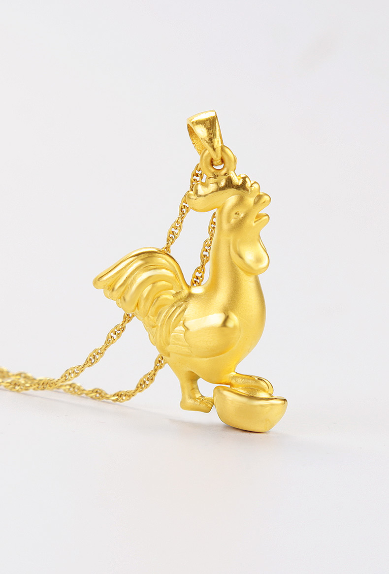 老凤凰黄金宝宝挂坠金鸡黄金项链吊坠小金鸡黄金首饰七夕情人节送女友