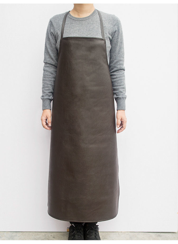 yuhualei水油皮革围裙男女厨房pu软皮围腰长款成人工厂耐磨工作服n8