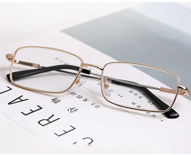 天然水晶老花镜男女高清养眼舒适超轻中老年水晶石头眼镜金色250度