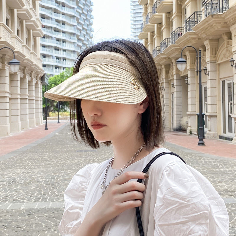 发卡式遮阳帽网红同款遮阳帽女空顶帽子50 防晒夏户外太阳帽 m2097 粉