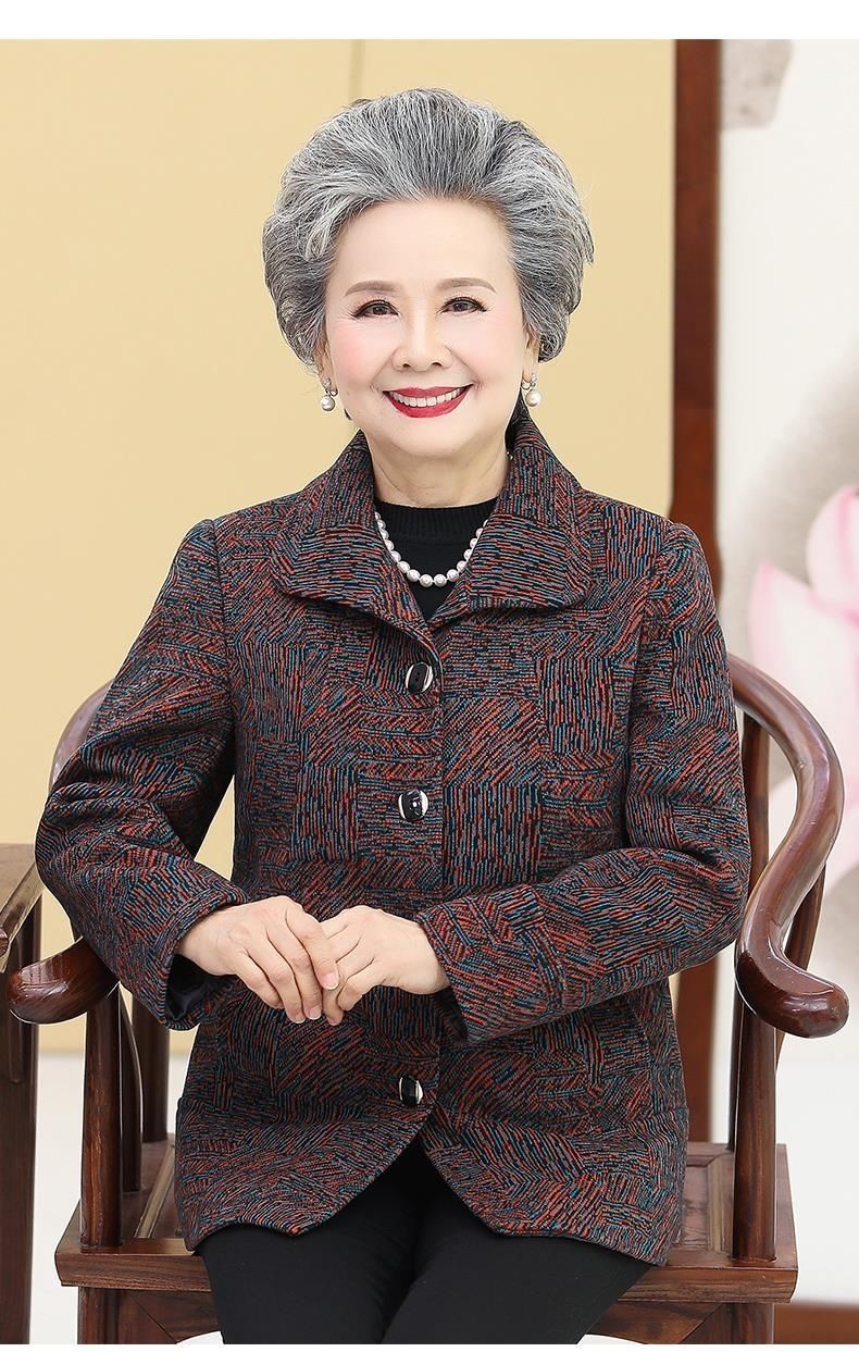 品质精选官方自営高端轻奢品牌老年人女春秋款奶奶装大码外套气质6080