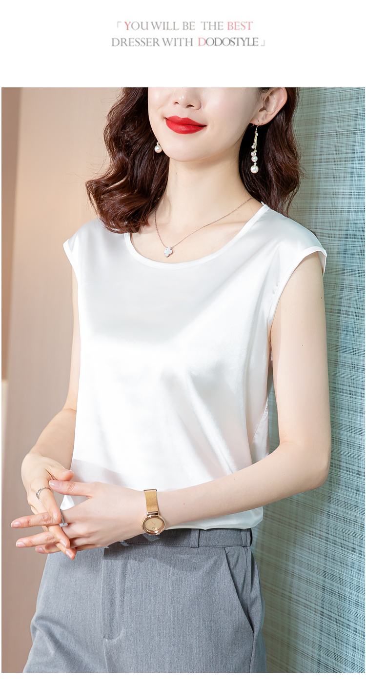 苏奈雪真丝吊带背心女圆领无袖宽松打底内搭上衣白色m