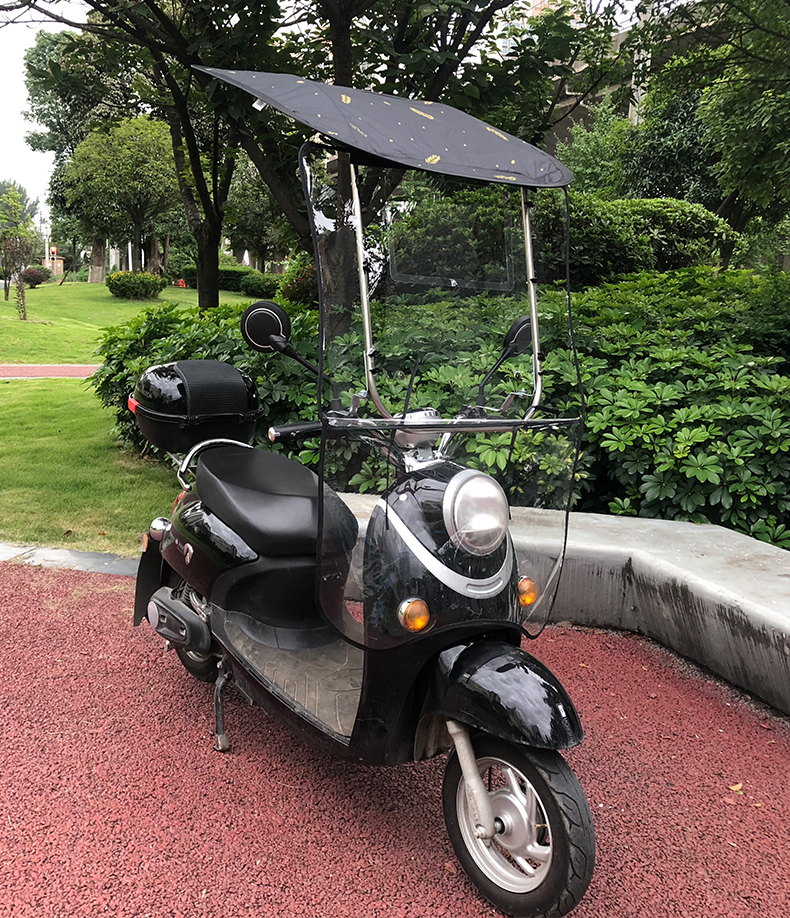 快拆摩托车挡风罩防雨电瓶车挡雨棚防晒遮阳伞折叠7字电动车雨棚小牛