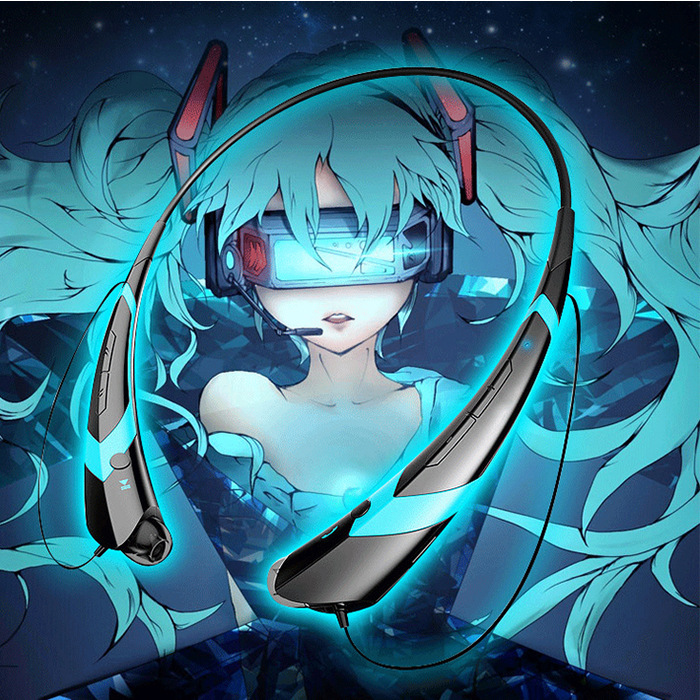 梦初音无线蓝牙耳机耳麦未来动漫周边插卡mp3二次元颈挂新概念四系乃