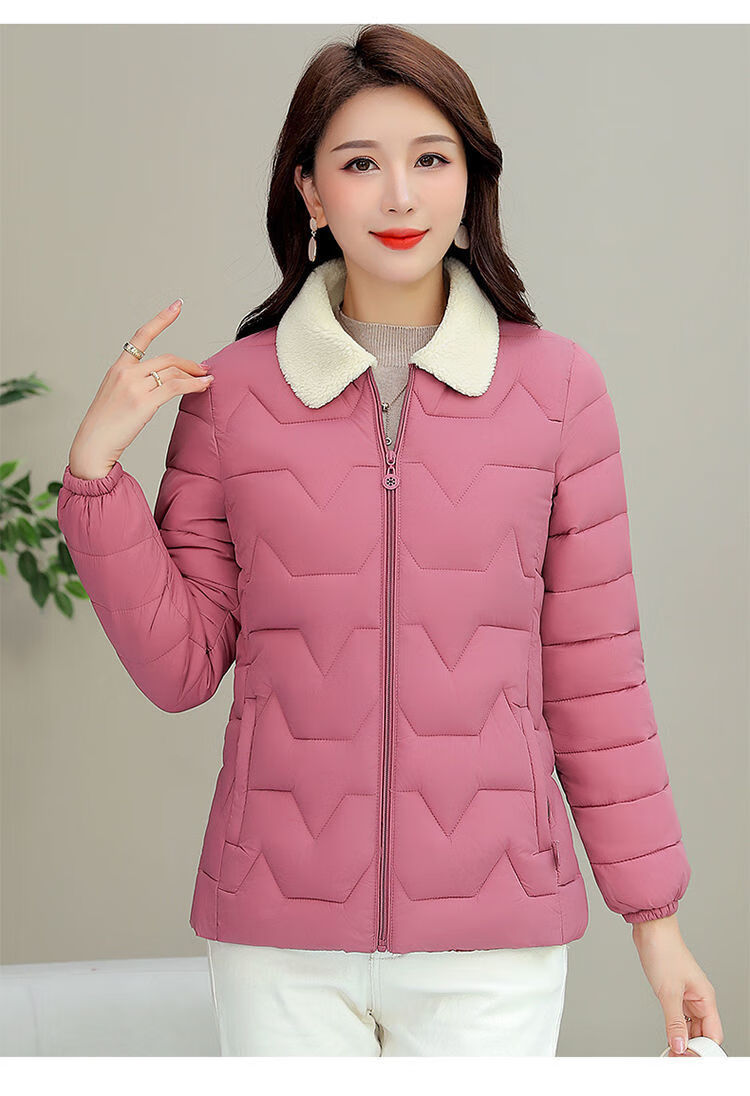 冬天棉衣厚外套女女新款秋冬季棉服女短款仿羊羔毛翻领小棉袄轻薄外穿