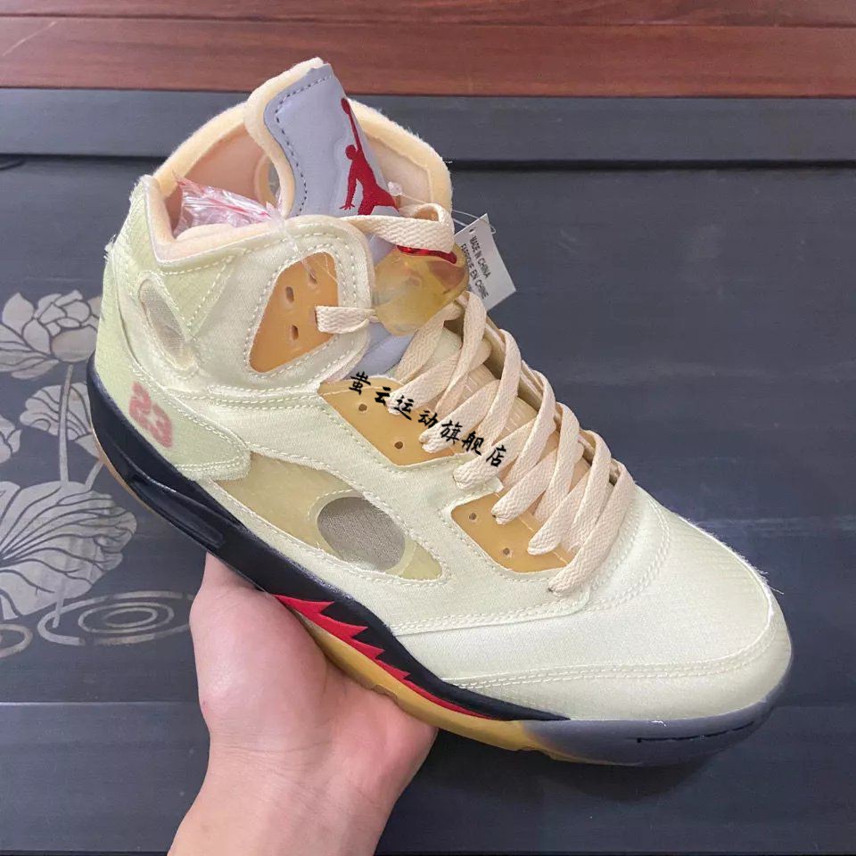 纯原ow x aj5白帆 白蝉翼篮球鞋原档案精准数据打造内侧进口kpu 白