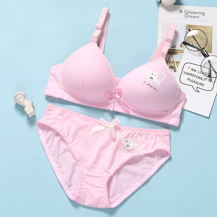 弘佰薄款无钢圈少女聚拢文胸女内衣套装高中生学生1819岁1617岁胸罩