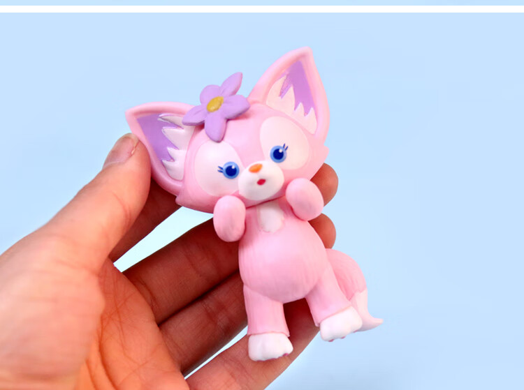 可爱粉嫩小狐狸手办少女心盲盒卡通玩偶公仔蛋糕装饰汽车车载摆件 粉