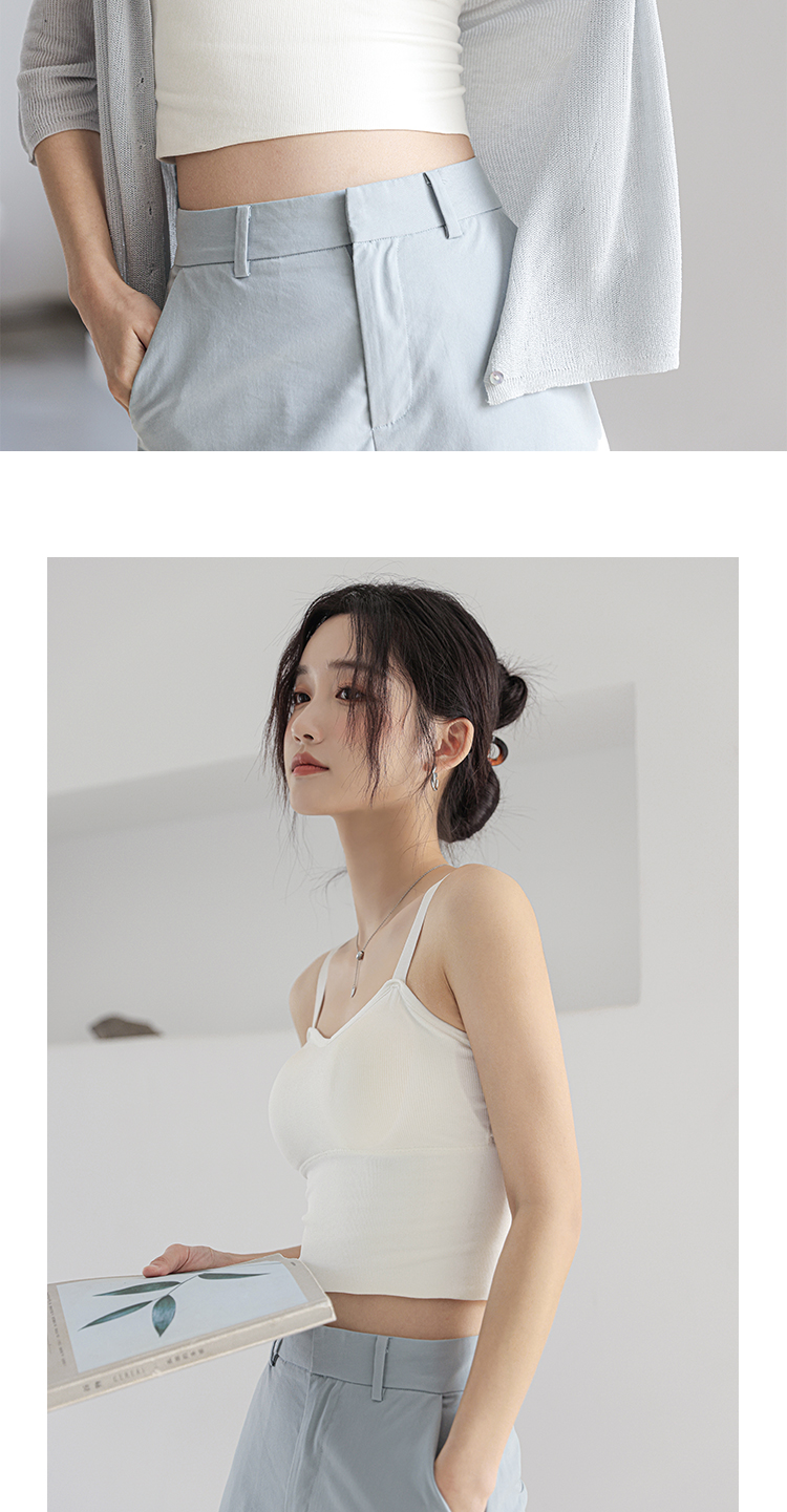 予骄 白色美背吊带女夏季紧身内搭带胸垫背心文胸一体抹胸打底外穿