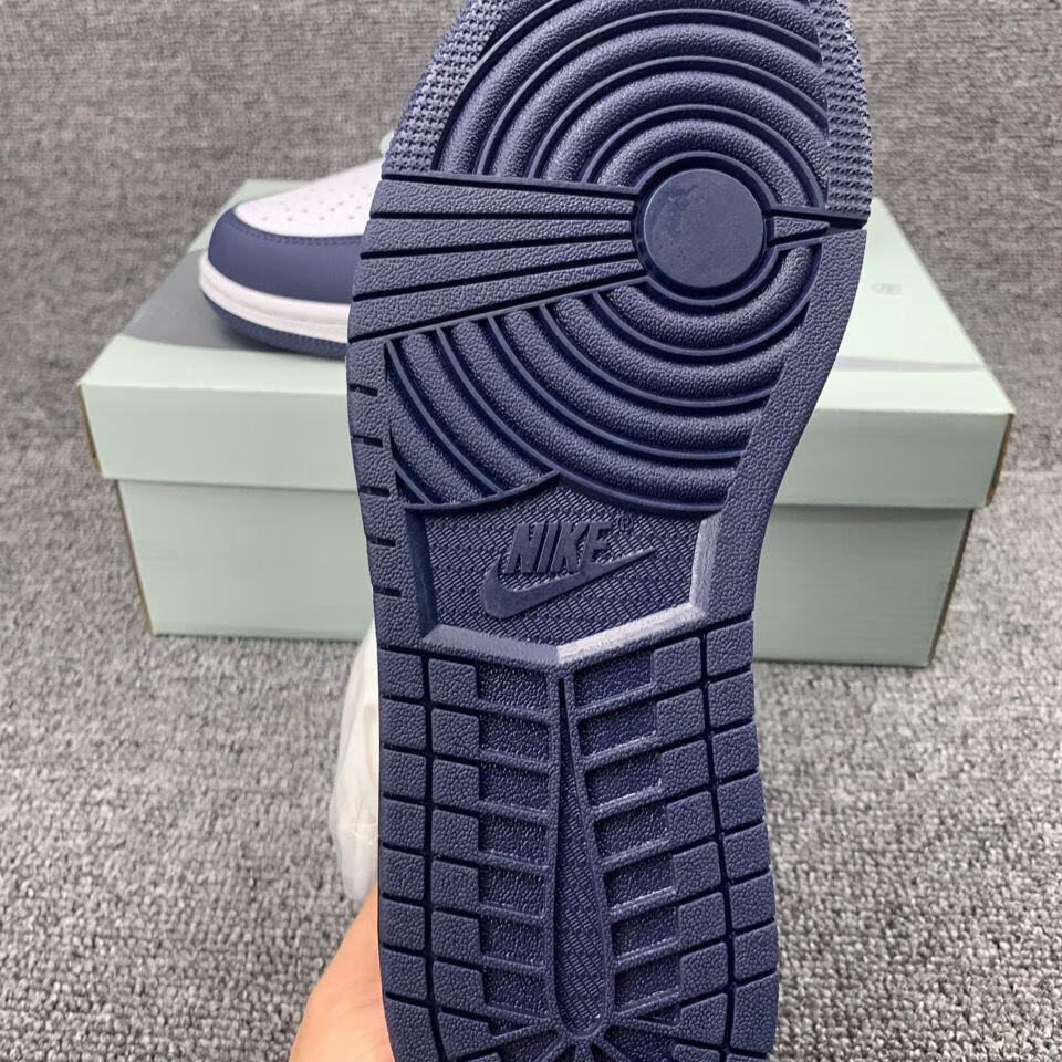 【质量高】午夜蓝高帮全头层橡胶大底珍气垫男女休闲鞋板鞋 aj1午夜蓝