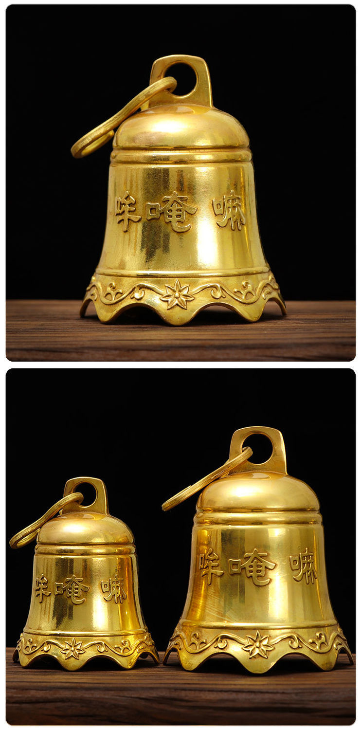 铜风铃纯铜钟 六字真言 铜铃铛寺庙寺院凉亭古建筑配件挂钟大号0 六字